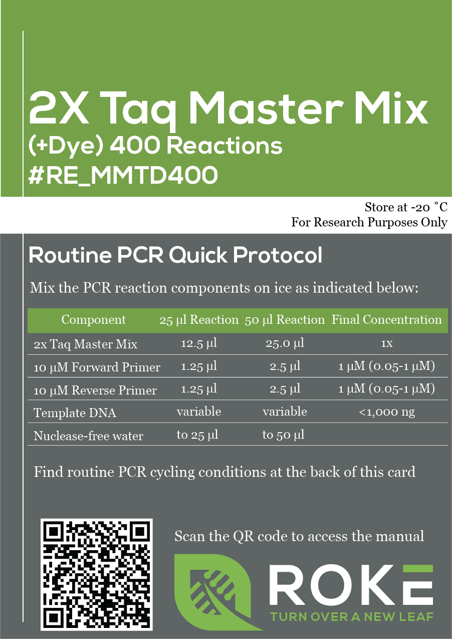Taq 2X Master Mix (+Loading Dye) - Roke Biotechnologies